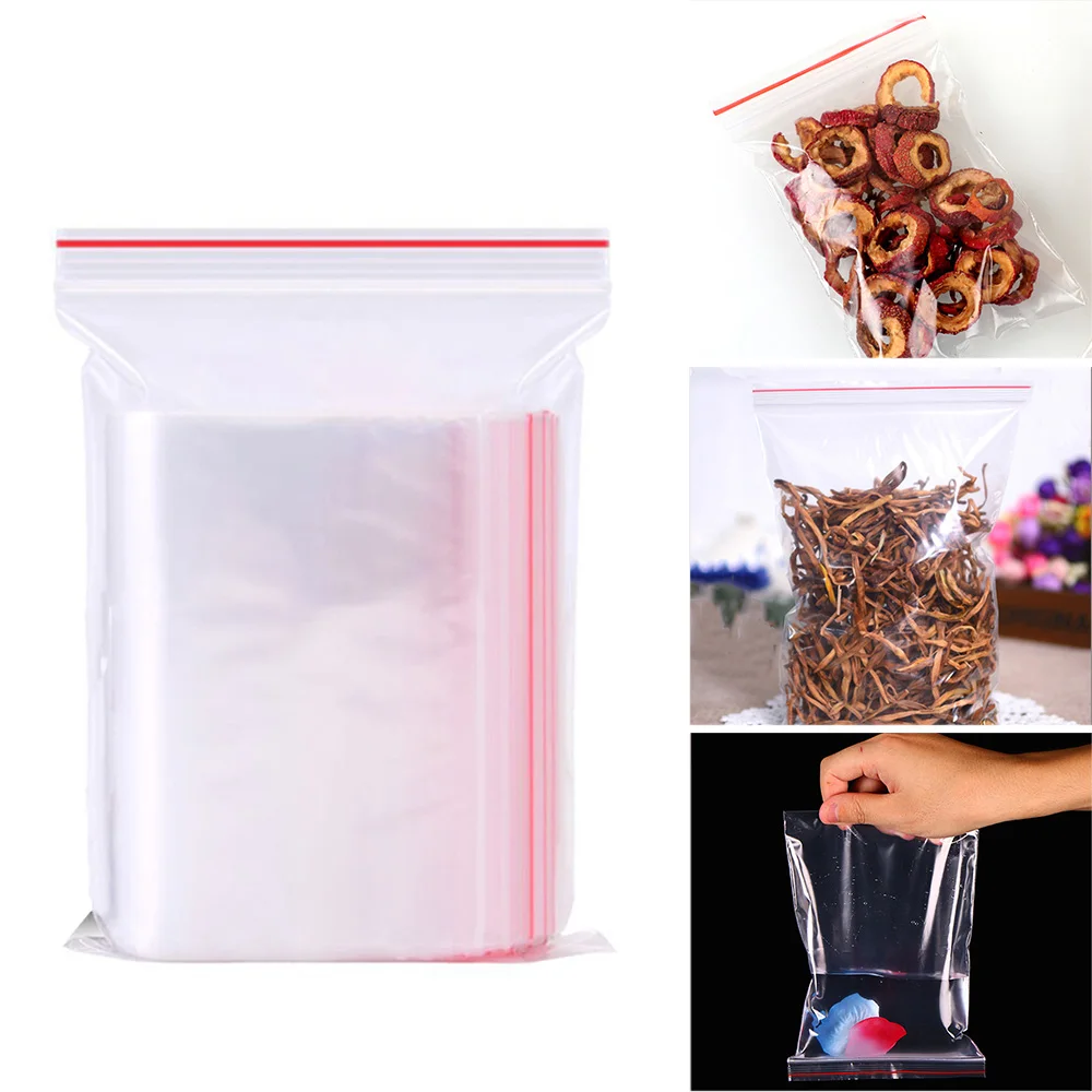 100 шт. Пластик мешки Ziplock Еда упаковки ювелирных изделий небольшой замок типа
