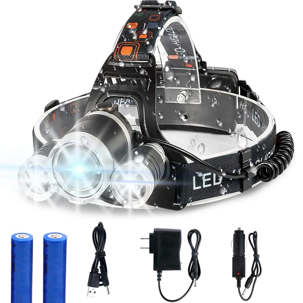3000lm Rechargeable Headlamp Flashlight 4 Modes LED Waterproof Work Headlight Recharged by DC Charger for Camping Running Hiking
3000lm Rechargeable Headlamp Flashlight 4 Modes LED Waterproof Work Headlight Recharged by DC Charger for Camping Running Hiking