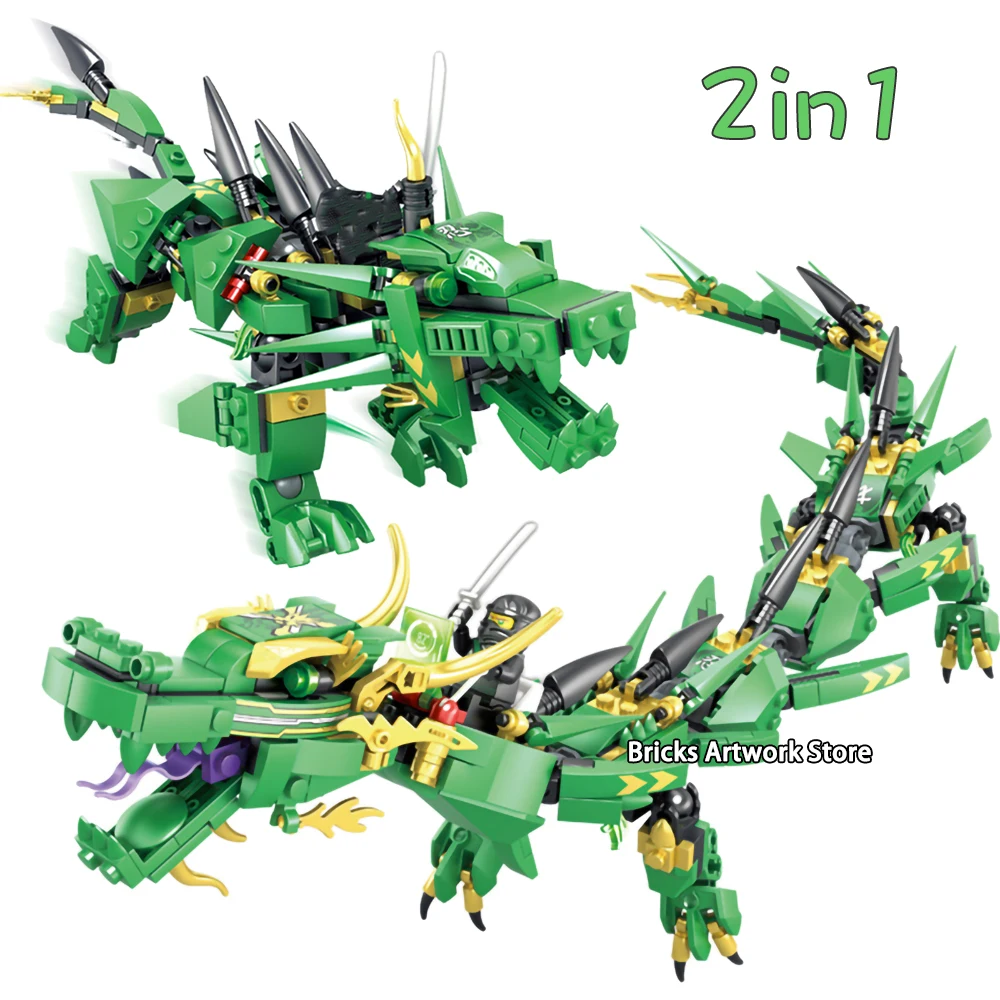 Compatible Ninjagoed Seires Lloyds Green Dragon Mech Creator 2in1 Set DIY Educational Building Blocks Toys For Children Gifts
Compatible Ninjagoed Seires Lloyds Green Dragon Mech Creator 2in1 Set DIY Educational Building Blocks Toys For Children Gifts