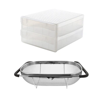 2 Pcs Accessories: 1 Pcs Over the Sink Oval Colander & 1 Pcs Double Layer Egg Box 60 Grid Large Capacity Storage Box
2 Pcs Accessories: 1 Pcs Over the Sink Oval Colander & 1 Pcs Double Layer Egg Box 60 Grid Large Capacity Storage Box