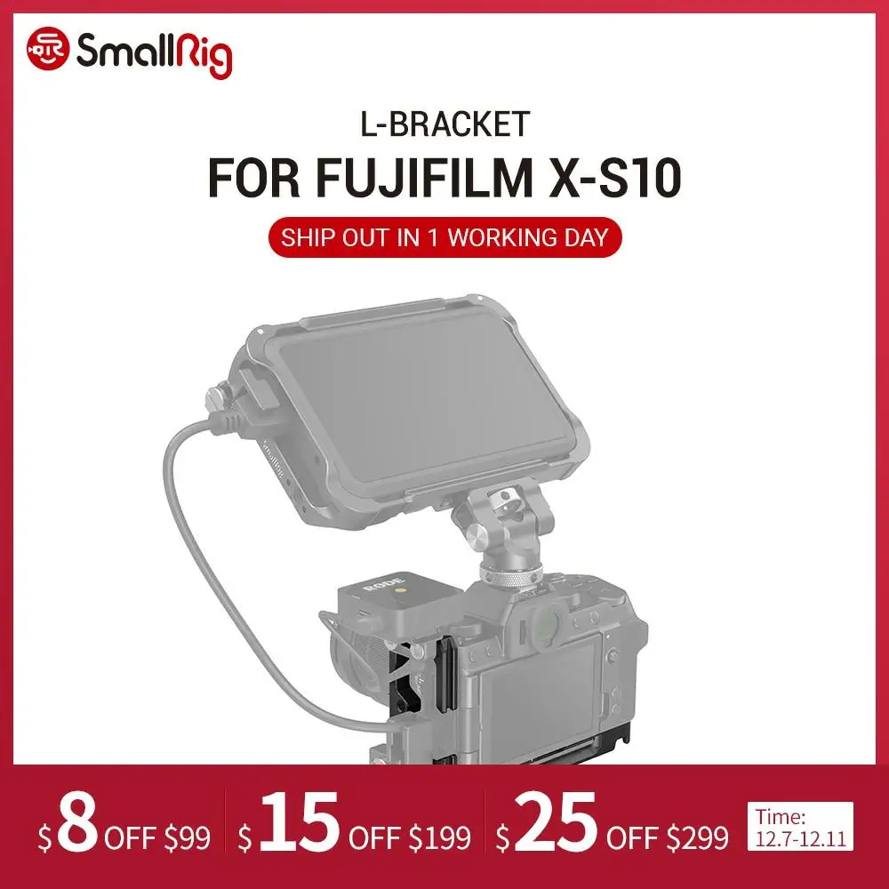 SmallRig Camera L-Bracket for FUJIFILM X-S10 Camera w/ Arca-Type 1/4" Accessory Threads Quick Release L plate 3086
SmallRig Camera L-Bracket for FUJIFILM X-S10 Camera w/ Arca-Type 1/4" Accessory Threads Quick Release L plate 3086