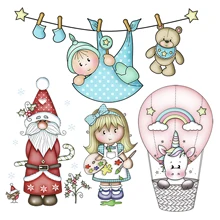 Novo unicórnio bebê menina corte de metal dados urso gengibre papai noel balão boneca estêncil diy scrapbooking cartão decoração(China)