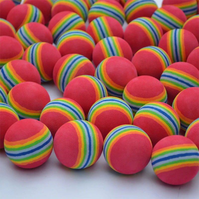 

Hot Selling 42mm 50pcs EVA Foam Golf Balls Yellow/Red/Blue Rainbow Sponge Indoor Golf Practice Ball Training Aid