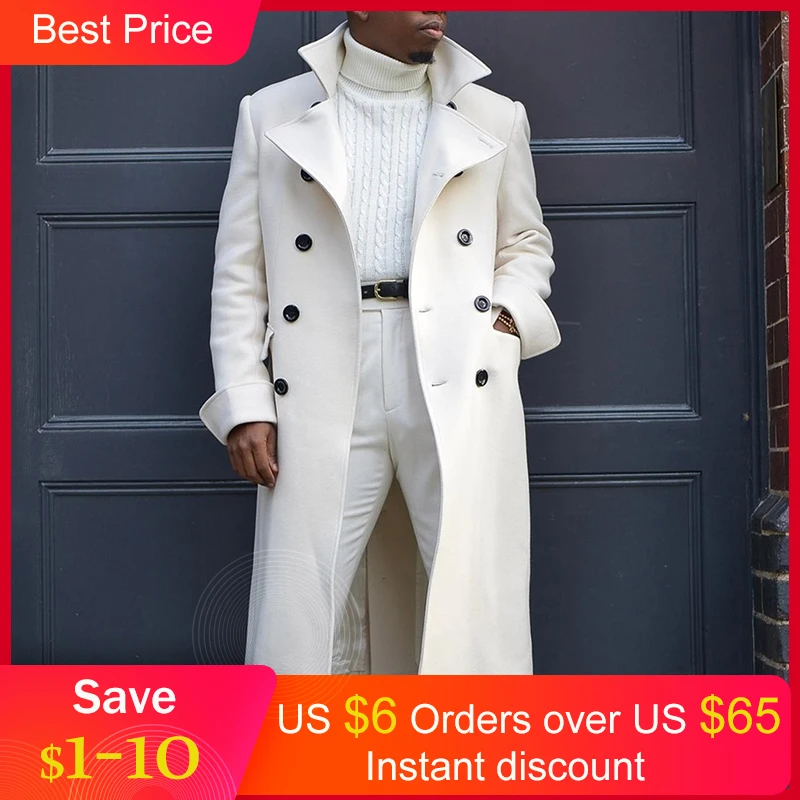 White Mens Long Jackets Autumn Wool Coats Long Sleeve Button Fashion lapel retro Men Clthing Blends Causal Winter Outerwear 2020
White Mens Long Jackets Autumn Wool Coats Long Sleeve Button Fashion lapel retro Men Clthing Blends Causal Winter Outerwear 2020