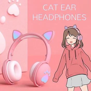 Wireless Headphones Cute Cat Ear Paw Girls Gift Kids LED Glowing Bluetooth Earphone HIFI Stereo Bass Earbuds Handsfree Headset
Wireless Headphones Cute Cat Ear Paw Girls Gift Kids LED Glowing Bluetooth Earphone HIFI Stereo Bass Earbuds Handsfree Headset