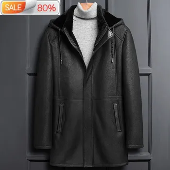 Winter Genuine Leather Men Sheepskin Coat Real Fur Vintage Shearling Jacket Hooded Thick Coats LSY1100 B23A23
Winter Genuine Leather Men Sheepskin Coat Real Fur Vintage Shearling Jacket Hooded Thick Coats LSY1100 B23A23