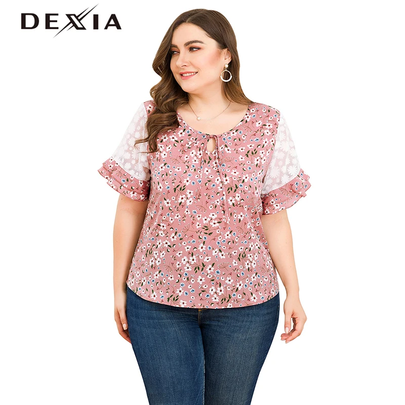 DEXIA Summer Plus Size 3XL 4XL Pink Tops Women tshirt Round Neck Lace Short Sleeve Flower Floral Elegant Party tshirt Ladies
DEXIA Summer Plus Size 3XL 4XL Pink Tops Women tshirt Round Neck Lace Short Sleeve Flower Floral Elegant Party tshirt Ladies
