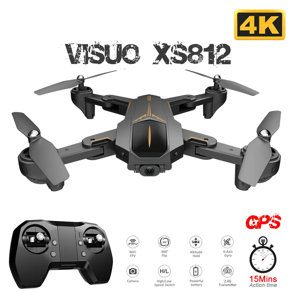 

NYR XS812 GPS RC Drone with 4K HD Camera 5G WIFI FPV Altitude Hold One Key Return RC Quadcopter Helicopter VS XS809S E58 E502S