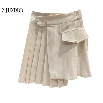 Beige Korean Sweet Irregular Pleated Patchwork Women Skirt High Waist Button Skirts 2020 Spring Mini Faldas Mujer Clothes
Beige Korean Sweet Irregular Pleated Patchwork Women Skirt High Waist Button Skirts 2020 Spring Mini Faldas Mujer Clothes
