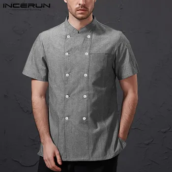 INCERUN Men Chef Uniform Solid Color Short Sleeve Kitchen Restaurant Tops Double Breasted Food Service Unisex Chef Jackets S-5XL
INCERUN Men Chef Uniform Solid Color Short Sleeve Kitchen Restaurant Tops Double Breasted Food Service Unisex Chef Jackets S-5XL
