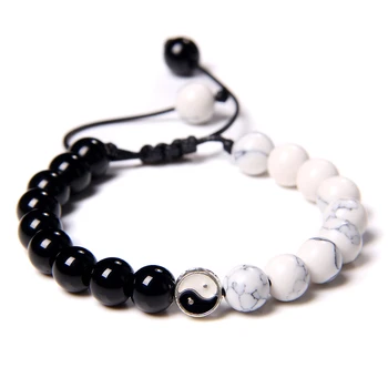 Yinyang Bracelets TAIJI Charm Men Howlite Black Onyx Agat Stone Bead Bracelet Handmade Woven Jewelry Balance Energy Women Bangle
Yinyang Bracelets TAIJI Charm Men Howlite Black Onyx Agat Stone Bead Bracelet Handmade Woven Jewelry Balance Energy Women Bangle
