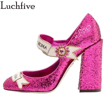 Shinty Rose Red Pumps shoes women Slice decorate Chunky High Heels Spring Autumn Single Shoes Rhinestones Nightclub Party Shoes 
Shinty Rose Red Pumps shoes women Slice decorate Chunky High Heels Spring Autumn Single Shoes Rhinestones Nightclub Party Shoes