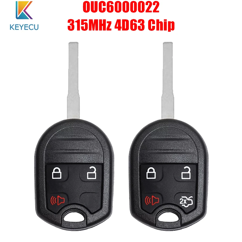 

Keyecu OUC6000022 Remote Car Key Fob for Ford Escape C-Max Transit Connect Focus Fiesta 3 / 4 Buttons 315MHz 4D63 Chip