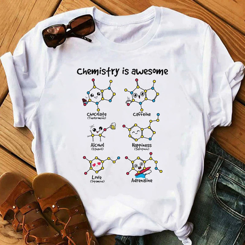 

tshirt Women kawaii Chemistry is awesome printed funny graphic tees women harajuku summer white t shirt Female Tee Tops