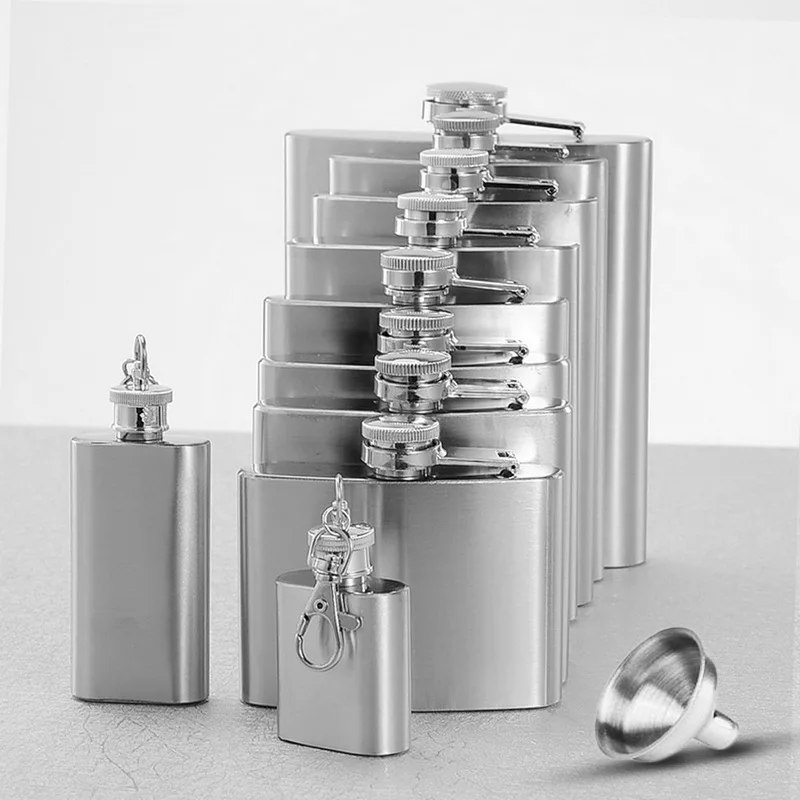 

1/2/4/5/6/7/8/9/10 OZ Stainless Steel Hip Flask Alcohol Bottle with Funnel for Liquor Whisky Wine Outdoor Portable Pocket Flasks