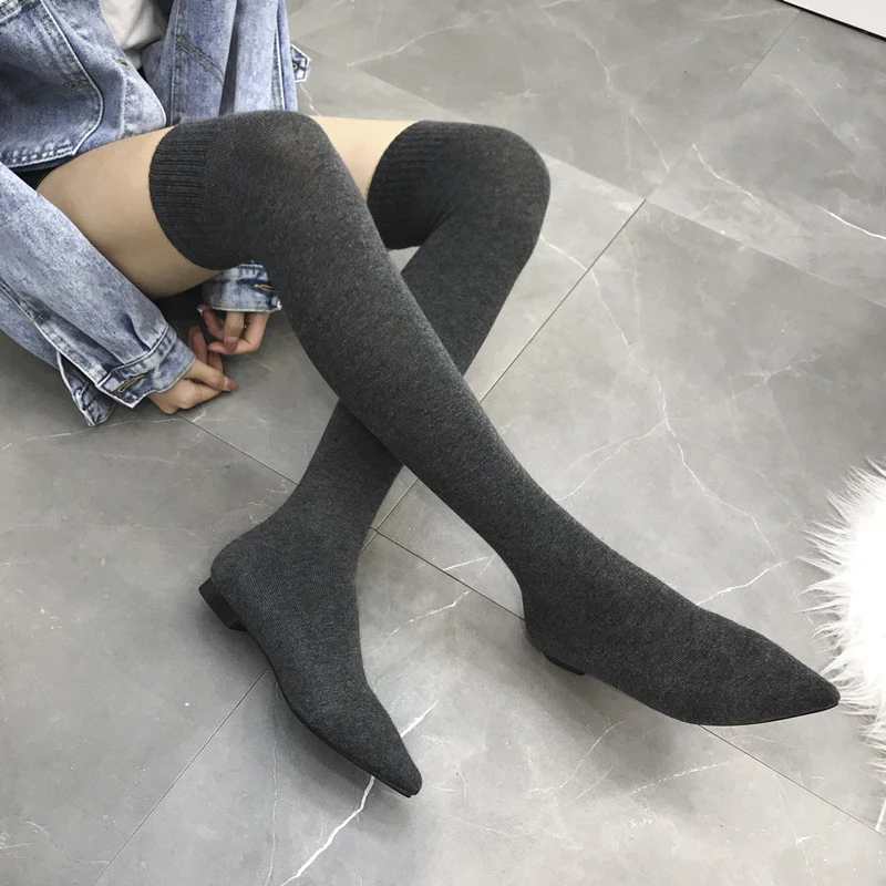 Flat Boots Stretch Fabrics Women's Over The Knee Boots Pointed Toe 2 Colors Knitting Thread SONDR Spring Winter Woman Shoes
Flat Boots Stretch Fabrics Women's Over The Knee Boots Pointed Toe 2 Colors Knitting Thread SONDR Spring Winter Woman Shoes