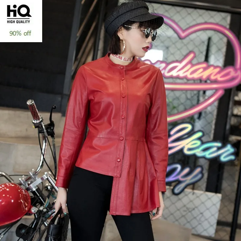 2020 Spring New Women Harajuku Irregular Top Jacket O Neck Single Breasted Sheepskin Real Leather Jacket Female Windbreaker Coat
2020 Spring New Women Harajuku Irregular Top Jacket O Neck Single Breasted Sheepskin Real Leather Jacket Female Windbreaker Coat