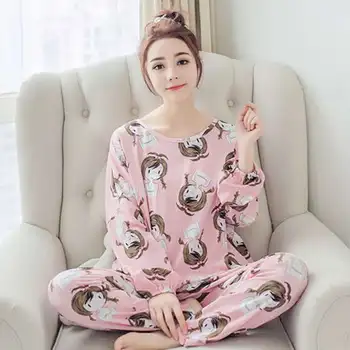 women pajamas set cartoon print ladies long-sleeved trousers large size comfortable pajamas suit 2020
women pajamas set cartoon print ladies long-sleeved trousers large size comfortable pajamas suit 2020
