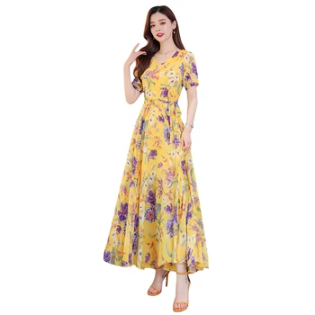 2020 Summer Women Maxi Dress Floral print Chiffon Plus Size boho style vestidos Elegant Beach Long Dress Big Size Dresses
2020 Summer Women Maxi Dress Floral print Chiffon Plus Size boho style vestidos Elegant Beach Long Dress Big Size Dresses