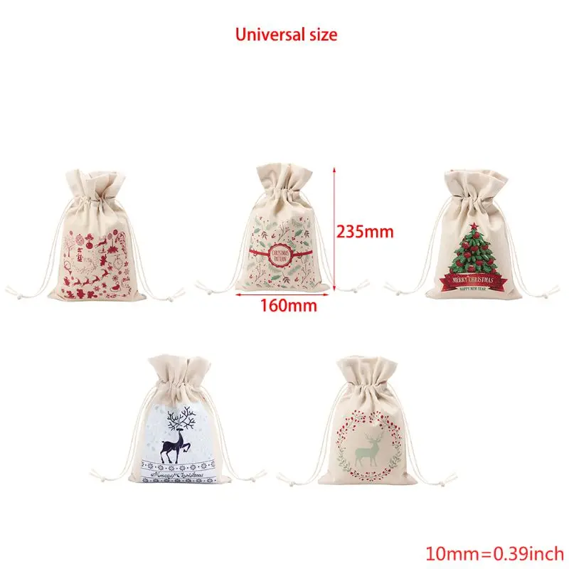 canvas drawstring bag christmas small candy storage reusable