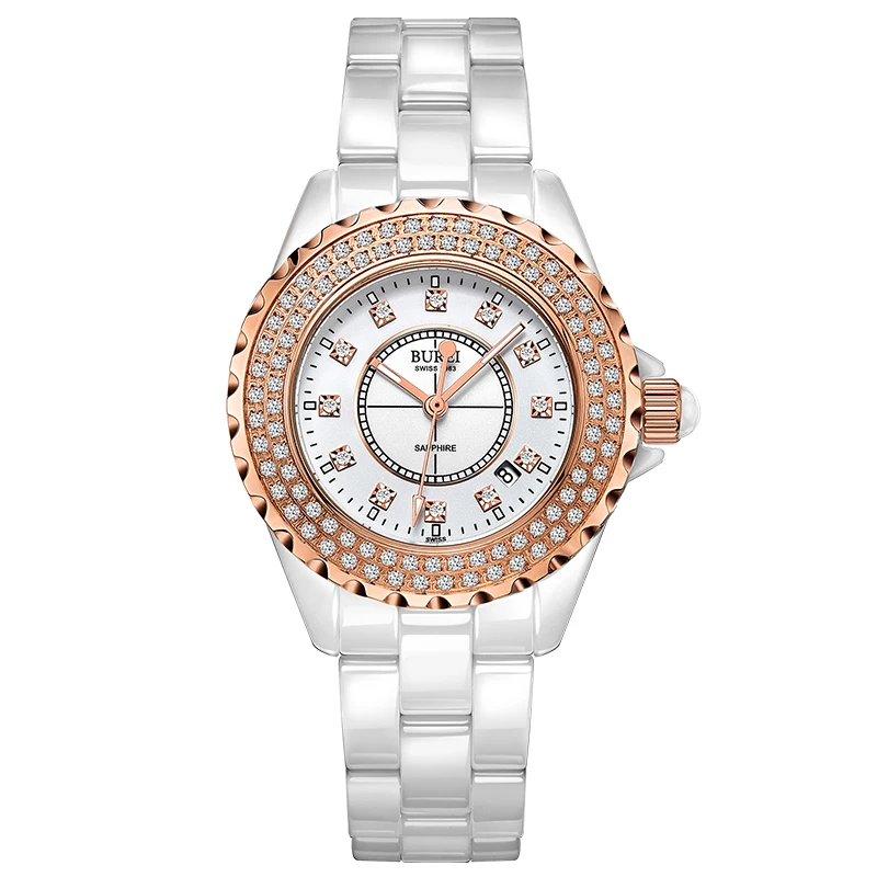 BUREI 18003 Switzerland watch women luxury brand J12 series Austria diamond Ceramic calendar Double rose gold relogio feminino 
BUREI 18003 Switzerland watch women luxury brand J12 series Austria diamond Ceramic calendar Double rose gold relogio feminino