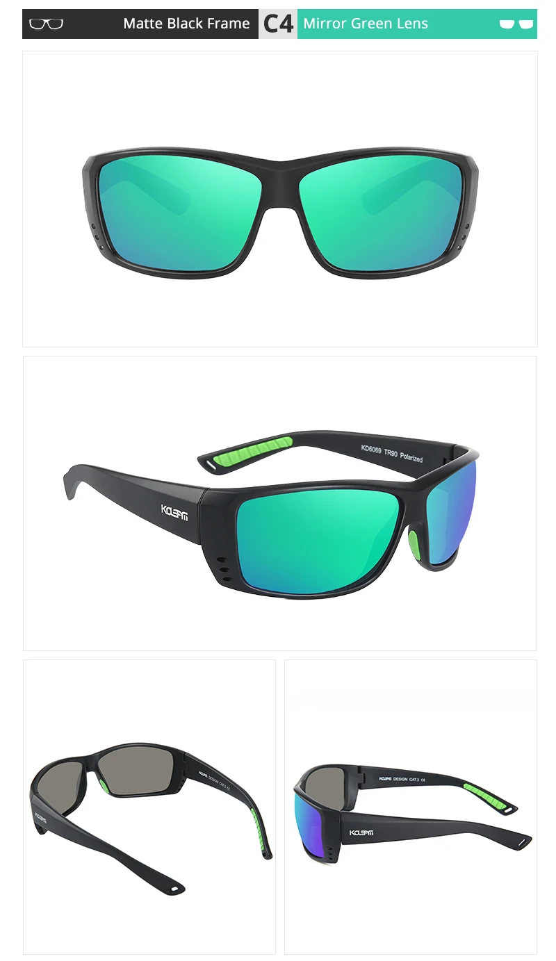 KDEAM LUXURY Fishing Sunglasses Men Sport TR90 Frame Polarized Reflective Coating Lens 5 Colors Women Eyewear UV400 KD6069 KDEAM LUXURY Fishing Sunglasses Men Sport TR90 Frame Polarized Reflective Coating Lens 5 Colors Women Eyewear UV400 KD6069