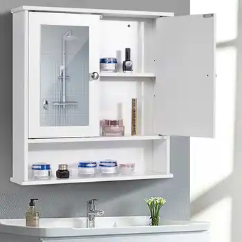 58 x 56 x 13cm Bathroom Cabinet with Mirror Wall Mounted Bathroom Toilet Furniture Cabinet Cupboard Shelf Cosmetic Storager
58 x 56 x 13cm Bathroom Cabinet with Mirror Wall Mounted Bathroom Toilet Furniture Cabinet Cupboard Shelf Cosmetic Storager