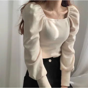 Women's Clothing Summer 2020 T-shirt Sexy Elegant Sqaure Neck Top Pull Long Sleeve Shirts Ladies New Knitted Tshirt White Tops
Women's Clothing Summer 2020 T-shirt Sexy Elegant Sqaure Neck Top Pull Long Sleeve Shirts Ladies New Knitted Tshirt White Tops