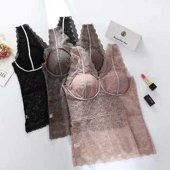 CHRLEISURE Sexy Lace Sling Tight-fitting V-neck Camisole Push Up Padded Backless Bralette Top 
CHRLEISURE Sexy Lace Sling Tight-fitting V-neck Camisole Push Up Padded Backless Bralette Top