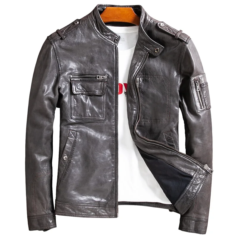 AYUNSUE Mens Leather Jacket Short Motorcycle Genuine Leather Jacket Men Vintage Sheepskin Coat Deri Mont 2020 WpYE5642 KJ4125
AYUNSUE Mens Leather Jacket Short Motorcycle Genuine Leather Jacket Men Vintage Sheepskin Coat Deri Mont 2020 WpYE5642 KJ4125