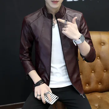 2020 Men Stand Collar Casual Leather Coat Youth Slim Fit Trend Handsome Fashion PU Leather Jacket 
2020 Men Stand Collar Casual Leather Coat Youth Slim Fit Trend Handsome Fashion PU Leather Jacket