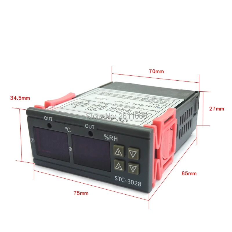 

STC-3028 10A Digital Temperature Humidity Controller Home Fridge Thermostat Humidistat Thermometer Hygrometer Control Switch