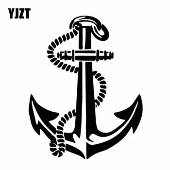 

YJZT 12CM*15.2CM Ship Boat Anchor Rope Delicate Seaman Travel Vinly Decal Nice Car Sticker Black/Silver C27-0594