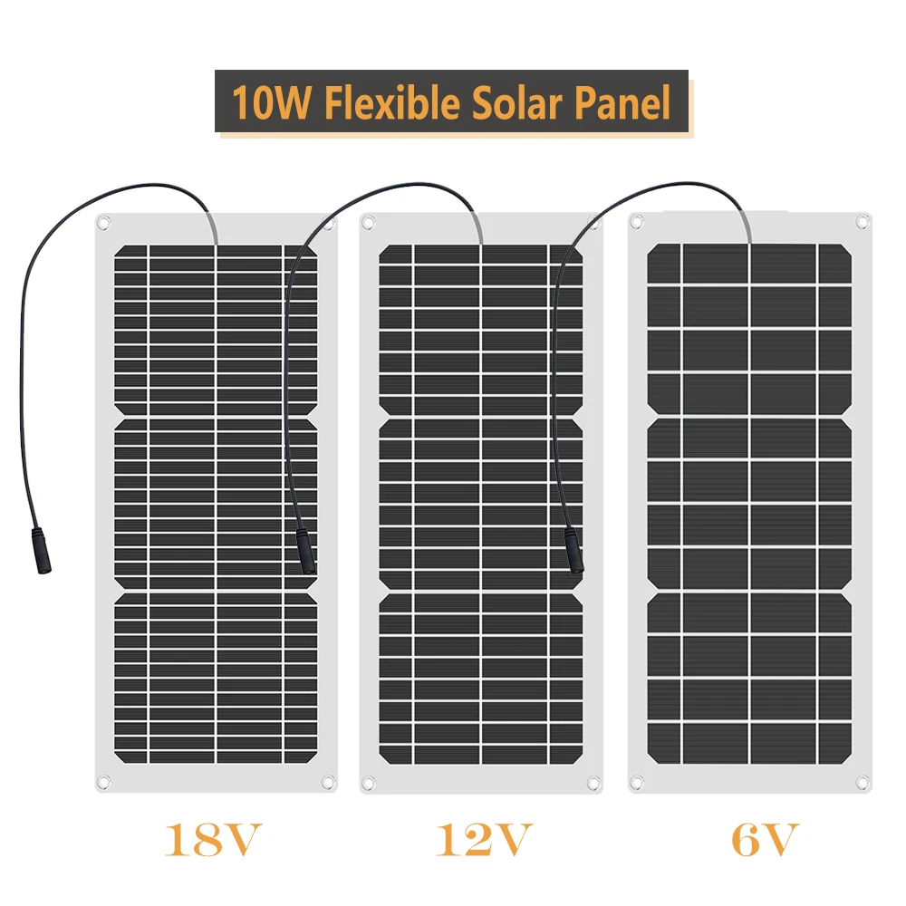10W Flexible 12V 18V 6V Solar Panel Monocrystalline Silicon Cell Solar System for Home with DC Adapter Module Kit for RV Battery
10W Flexible 12V 18V 6V Solar Panel Monocrystalline Silicon Cell Solar System for Home with DC Adapter Module Kit for RV Battery
