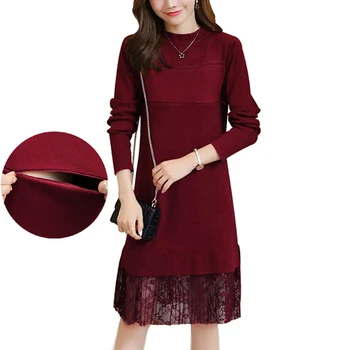 Maternity Nursing Dress Knitted Breastfeeding Sweater Dresses Long Pullovers for Pregnant Women Lace Patchwork Elegant Clothes
Maternity Nursing Dress Knitted Breastfeeding Sweater Dresses Long Pullovers for Pregnant Women Lace Patchwork Elegant Clothes