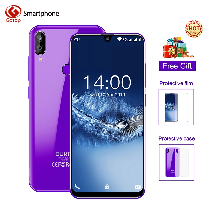 OUKITEL C16 5.71'ɺndroid 9.0 19:9 Waterdrop Screen CellPhone MT6580P 2GB RAM 16GB ROM Smartphone Dual Back Camera Mobile Phone |