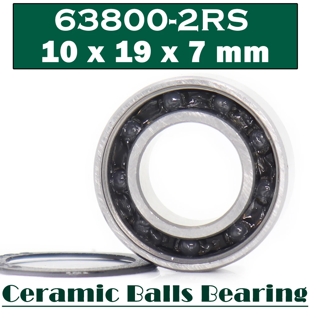 

63800 Hybrid Ceramic Bearing 10*19*7 mm ( 1 PC ) Double Row Sealed Angular Contact Si3N4 Ball Bearings 3800 RS 3800-2RS