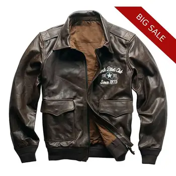 2020 Brown Men Military USAF Pilot Leather Jacket Plus Size XXXL Genuine Cowhide Autumn Russian Aviator Leather Coat
2020 Brown Men Military USAF Pilot Leather Jacket Plus Size XXXL Genuine Cowhide Autumn Russian Aviator Leather Coat