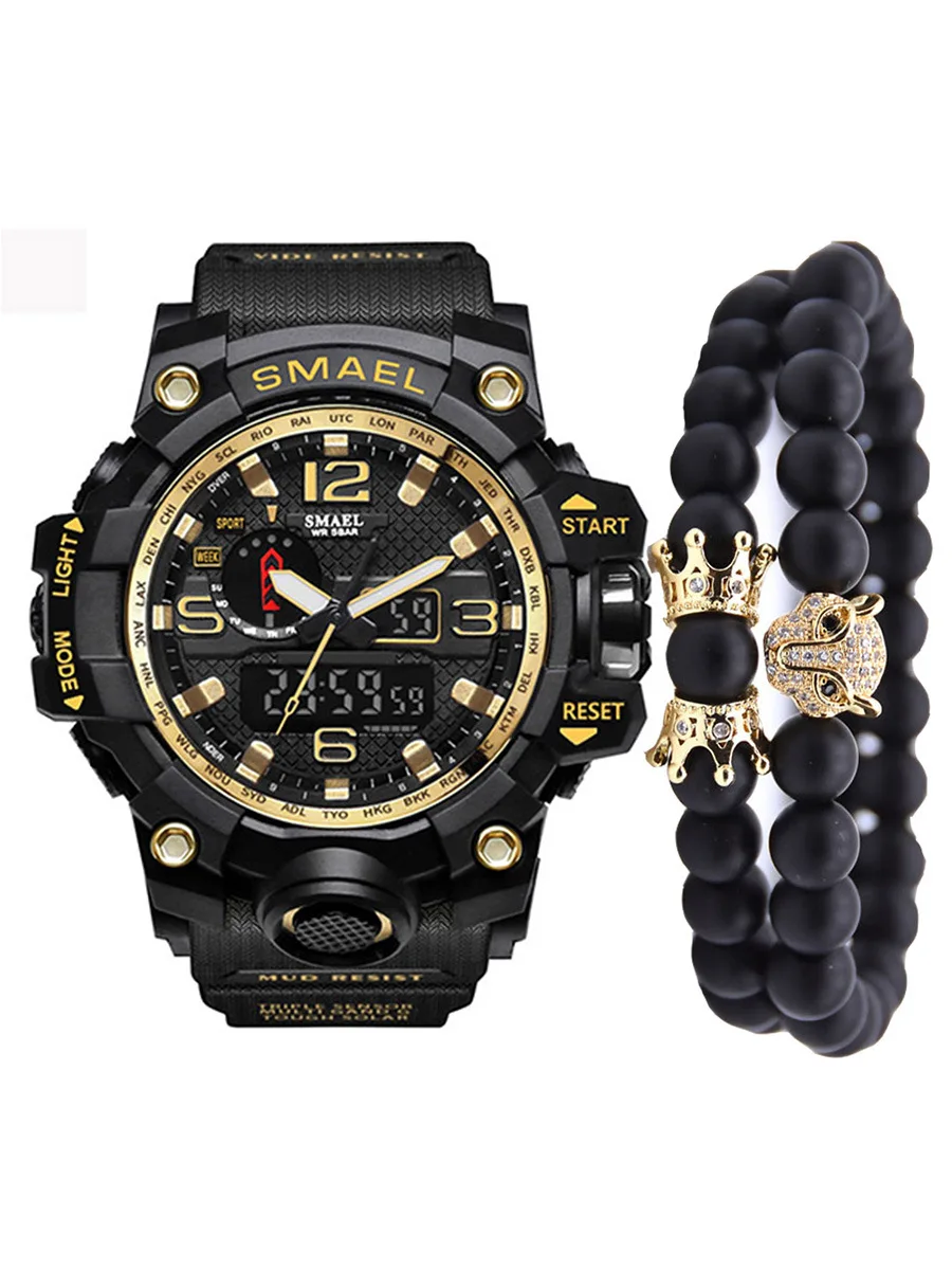 Fashion Creative LED Dual Display Electronic Quartz Watch Send Nail Bracelet + Bracelet Set (3 Pieces)
Fashion Creative LED Dual Display Electronic Quartz Watch Send Nail Bracelet + Bracelet Set (3 Pieces)