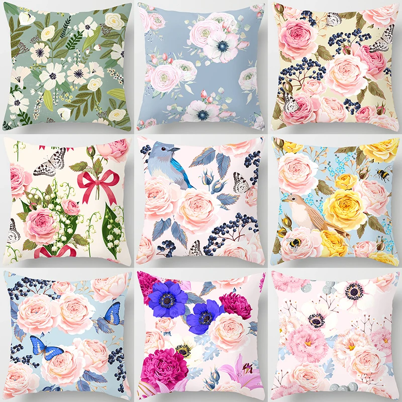 

Flower Pattern Decorative Cushion Cover Pillow Pillowcase Polyester 45*45 Throw Pillows Home Decor Pillowcover 40844