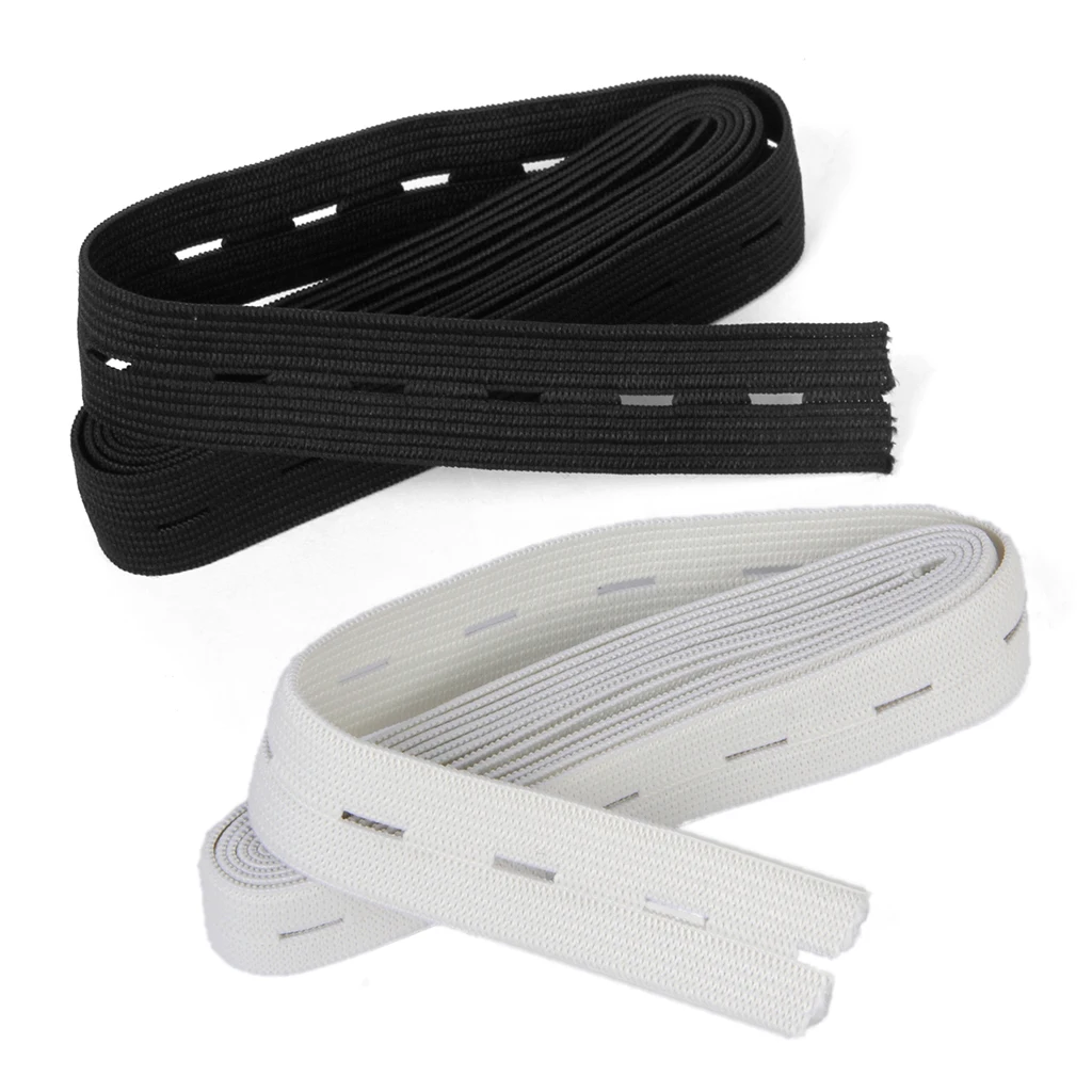 2Pcs Stretchy Sewing Bands 1.6 Yards Buttonhole Belt 3/4 Inch Black & White 2Pcs Stretchy Sewing Bands 1.6 Yards Buttonhole Belt 3/4 Inch Black & White