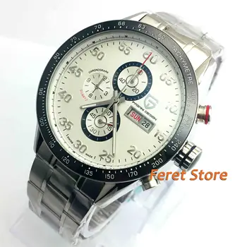 

44mm PAGANI design full chronograph white dial black Bezel OS movement date sport quartz movement mans WATCH pgn4