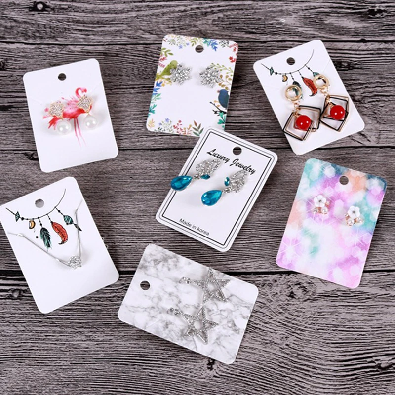 Fashion 5x7cm 50pcs/lot Elegant Women Pattern Earring Display Cards Necklace Jewelry Packing Paper Card Tag Holders Custom logo | Украшения