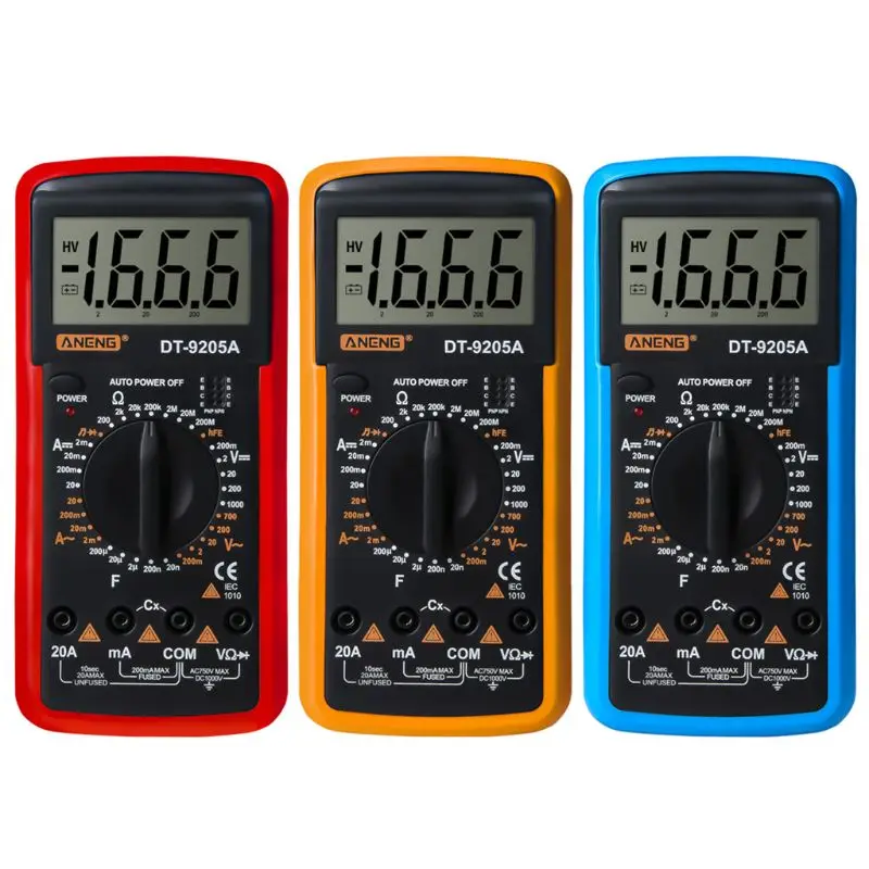 DT9205A hFE AC DC LCD Display Professional Electric Handheld Tester Meter Digital Multimeter Ammeter Multimetro
DT9205A hFE AC DC LCD Display Professional Electric Handheld Tester Meter Digital Multimeter Ammeter Multimetro