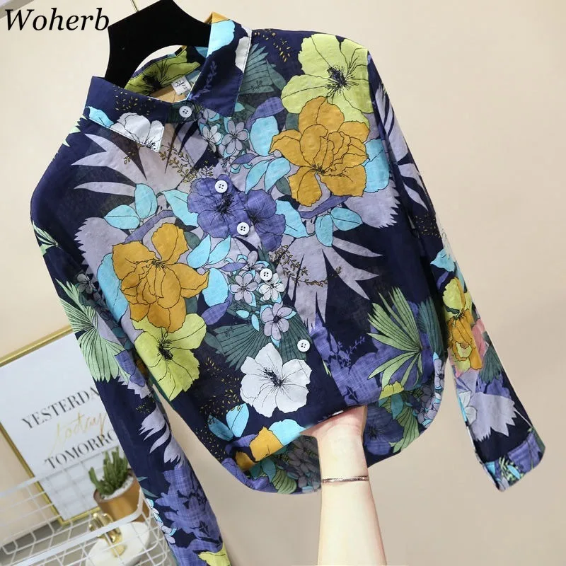 Woherb Vintage Flower Print Blouse Turn Down Collar Long Sleeve Shirts Fashionable Loose Clothes Women Korean New Tops 91106
Woherb Vintage Flower Print Blouse Turn Down Collar Long Sleeve Shirts Fashionable Loose Clothes Women Korean New Tops 91106