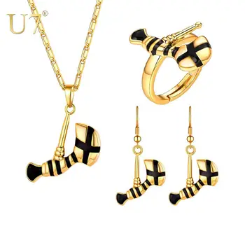 U7 Axe Pendant Necklace / Earrings/ Resizable Ring Set Gold Color For Women Girl Papua New Guinea PNG Jewelry Party Gifts S1024
U7 Axe Pendant Necklace / Earrings/ Resizable Ring Set Gold Color For Women Girl Papua New Guinea PNG Jewelry Party Gifts S1024