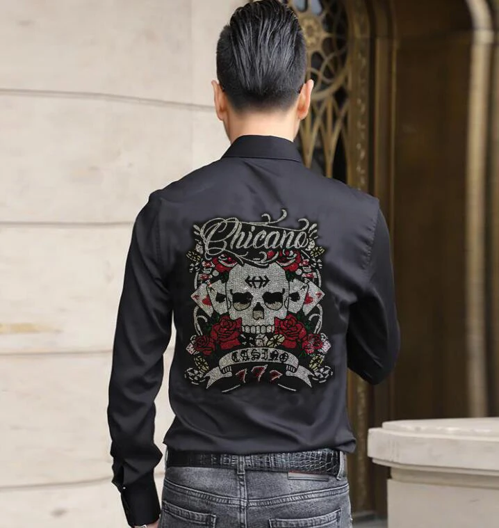 New designer Rhinestones Mens Shirts Diamond stone Long Sleeve Hot drill Cotton Long Shirts Men
New designer Rhinestones Mens Shirts Diamond stone Long Sleeve Hot drill Cotton Long Shirts Men