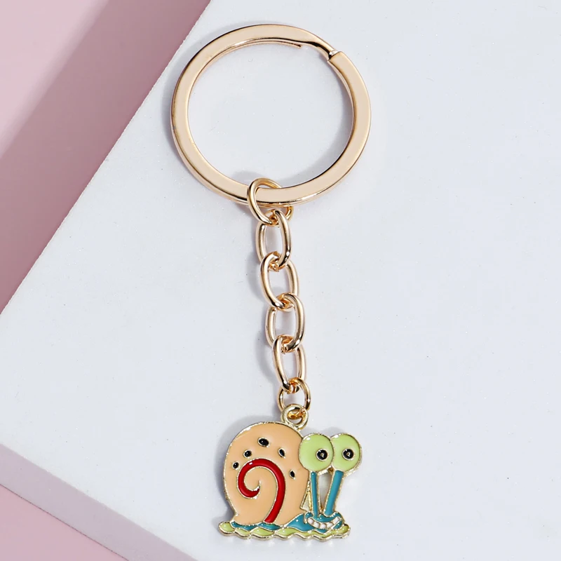 

Lovely Cartoon Snail Keychain Enamel Key Ring Alloy Animal Key Chains For Women Girl Gifts Car Hanging DIY Jewelry Handmade