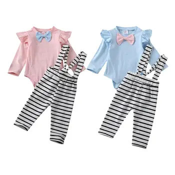 0-24M Newborn Baby Girl Clothes Sets Solid Bowknot Romper Tops+Striped Strap Pants Trousers Outfits 2PCS
0-24M Newborn Baby Girl Clothes Sets Solid Bowknot Romper Tops+Striped Strap Pants Trousers Outfits 2PCS