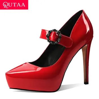 QUTAA 2020 Buckle Shallow Party Women Shoes PU Leather Platform Ladies Pumps Pointed Toe Thin High Heel Single Shoes Size 34-43
QUTAA 2020 Buckle Shallow Party Women Shoes PU Leather Platform Ladies Pumps Pointed Toe Thin High Heel Single Shoes Size 34-43